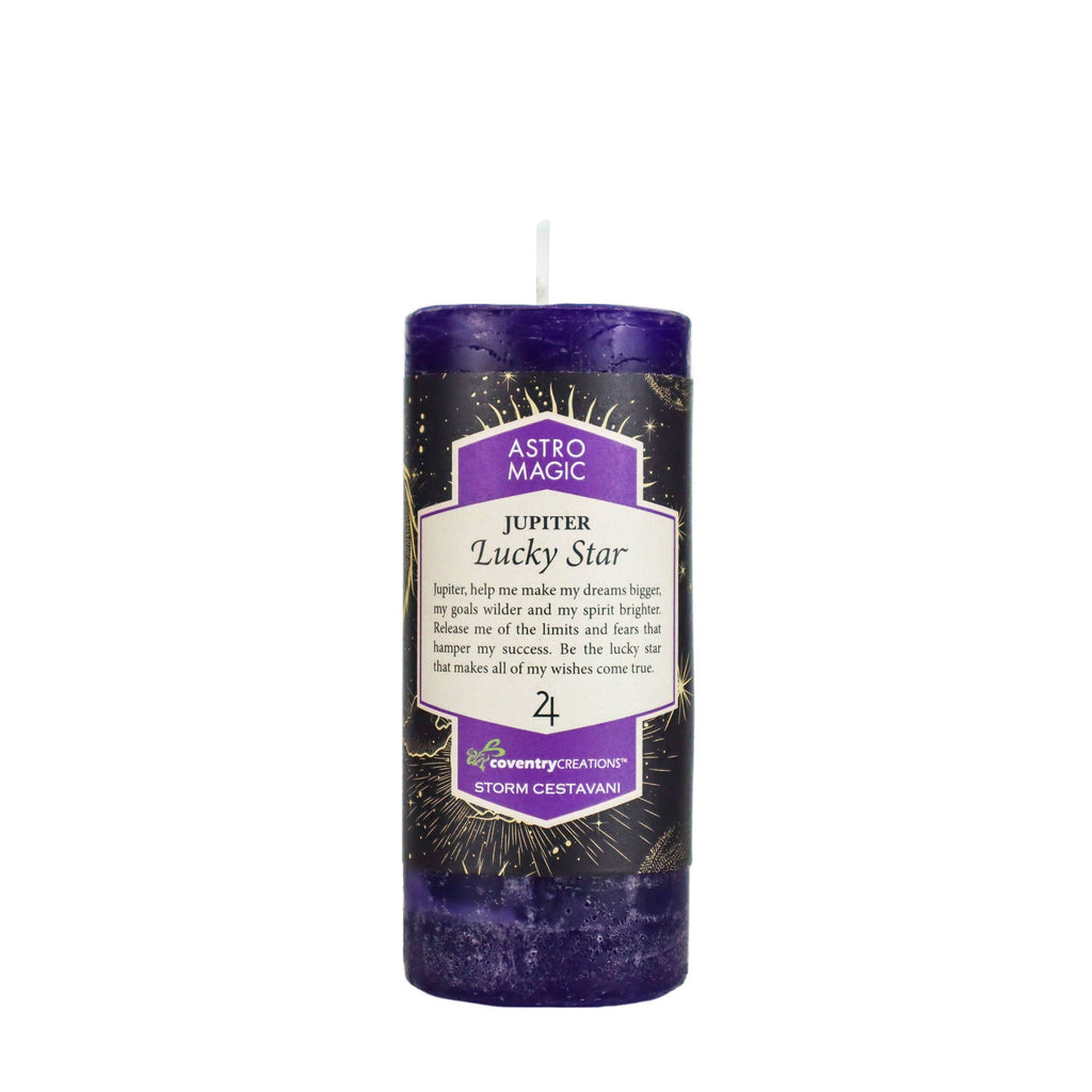 Purple Lucky Jupiter Astro Magic Pillar Candle for Your Lucky Star