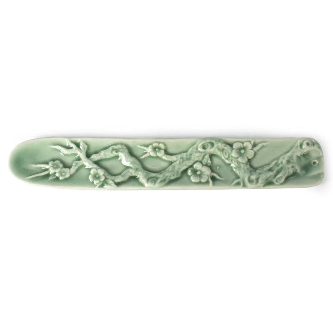 Embossed Cherry Blossom Ceramic Incense Holder for Sale Body Mind