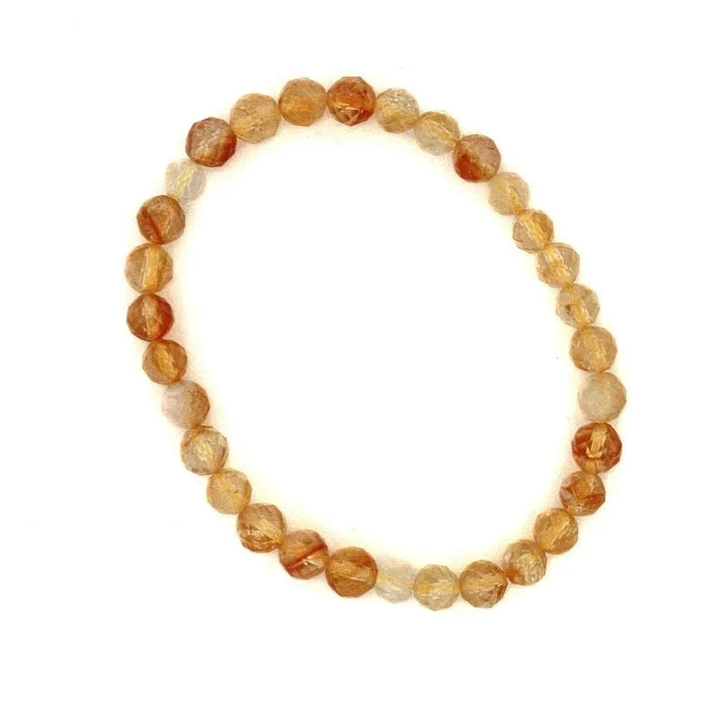 Citrine Gemstone Faceted Bead Stretch Bracelet