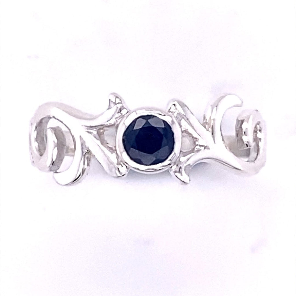 Faceted Blue Sapphire Ring Size 8