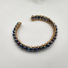 Pearls Peacock Blue Bangle Bracelet 18KT Yellow Gold Overlay Top View