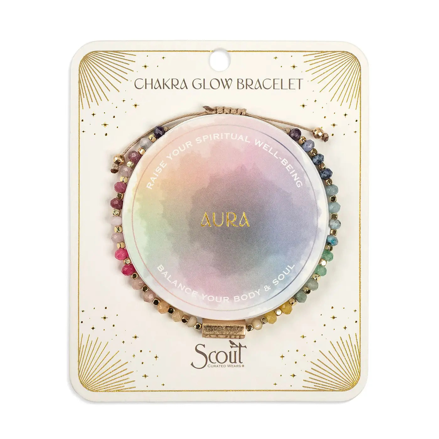 Aura Chakra Bracelet for Well-being on card
