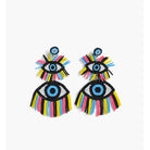 It's the 80's Evil Eye double Fringe Beaded Earrings