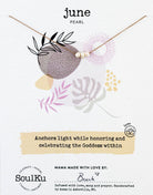 Pearl Birthstone Necklace for June on Card