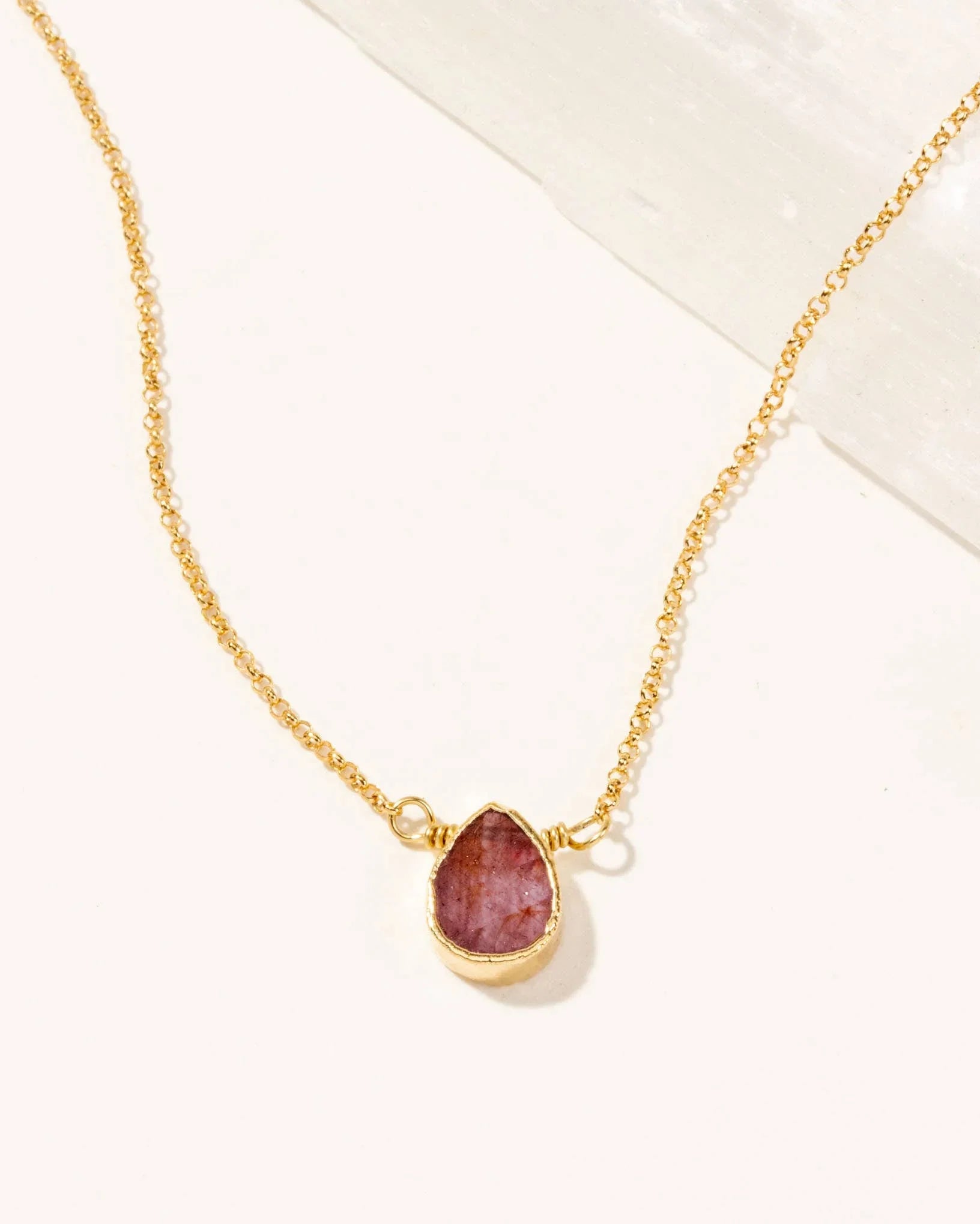 Ruby Gold Delicate Gemstone Necklace