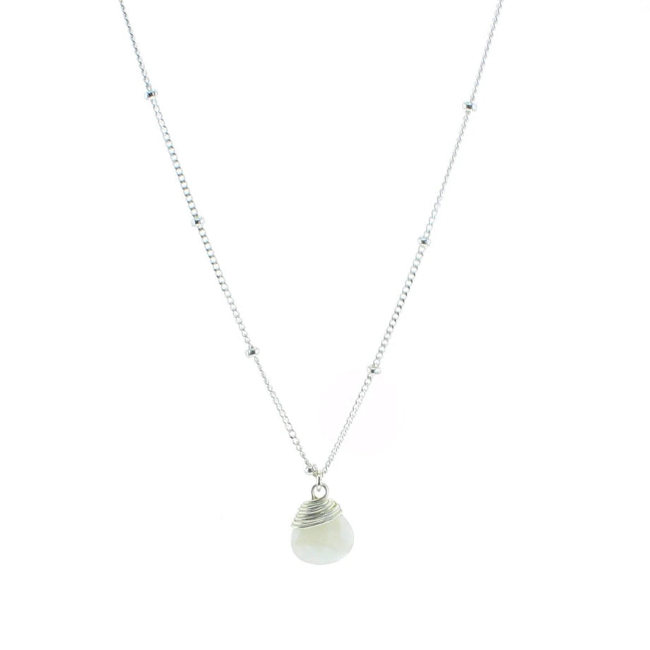 Moonstone Trinket Gemstone Necklace in Sterling Silver