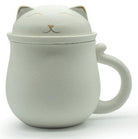 Lucky Cat Mug w/ Strainer & Lid, White