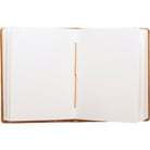 Open notebook with blank pages on a white background