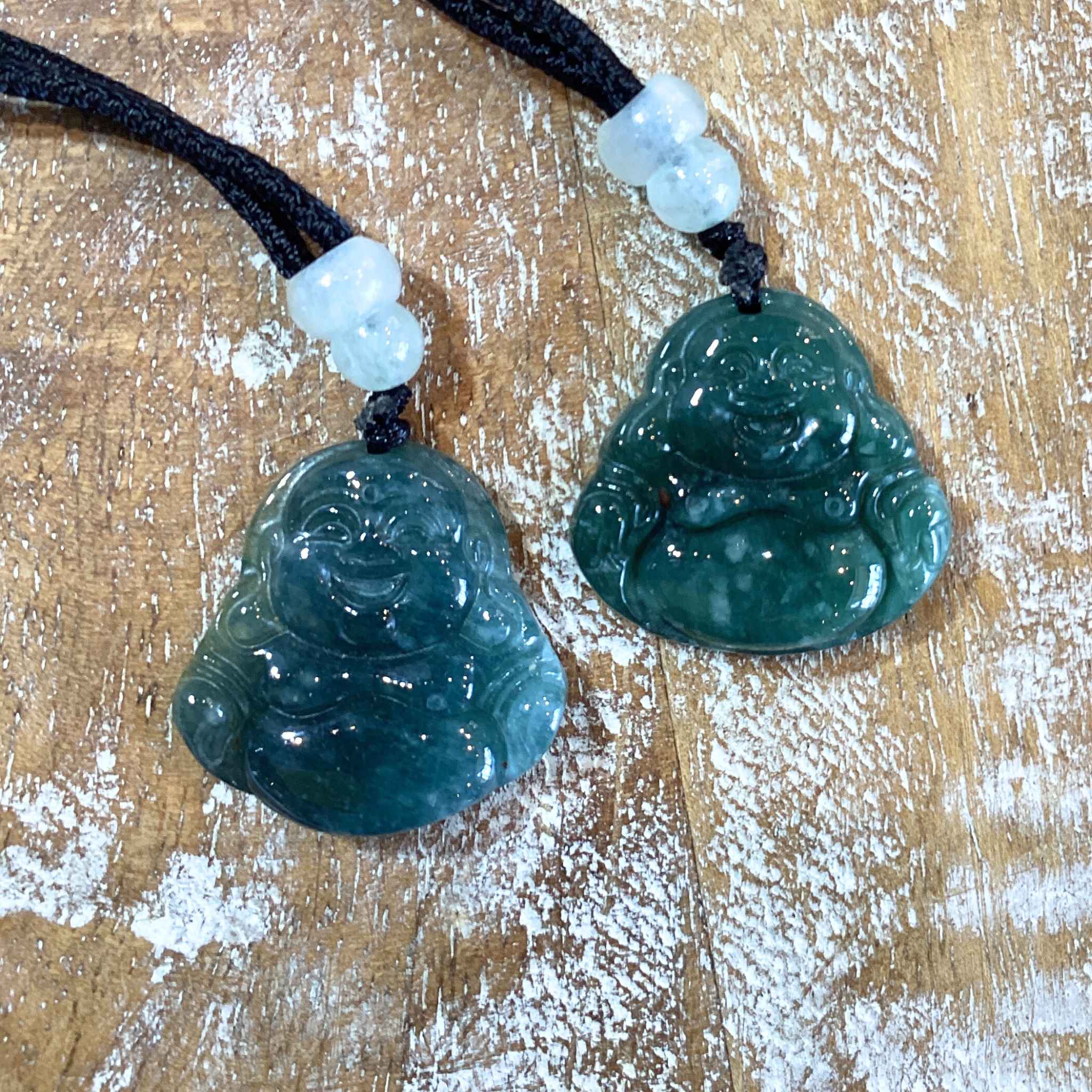 Jade Buddha Medium Carved Pendant on Cord Necklace