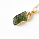 Rough Moldavite Gold Vermeil Pendant for Transformation and Higher Connection Side View