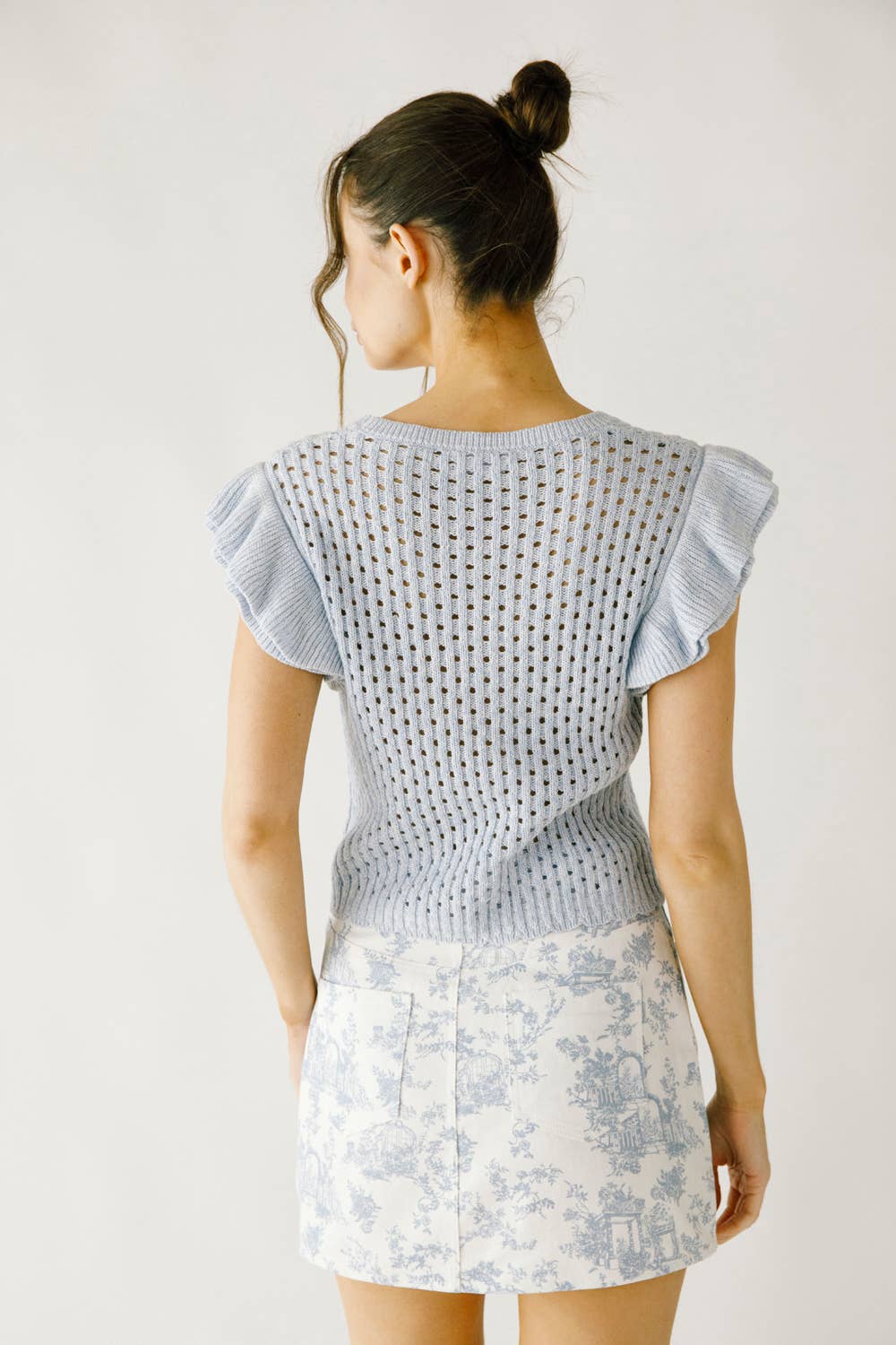 Blue Skies Lasercut Knit Top Detail