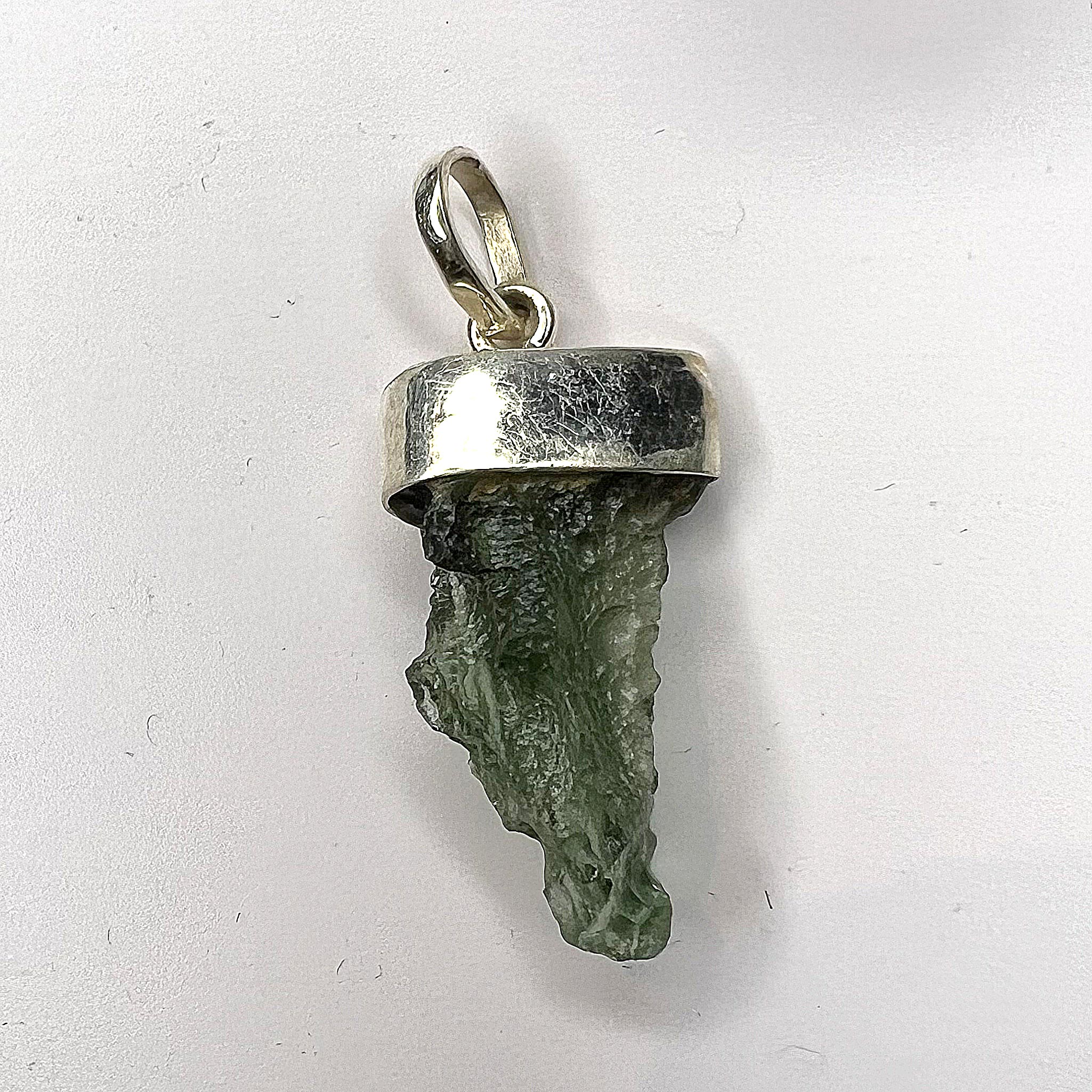 Moldavite Pendant with Sterling Silver