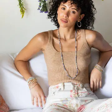  Agalmatolite and Silver Bracelet/Necklace Wrap on model