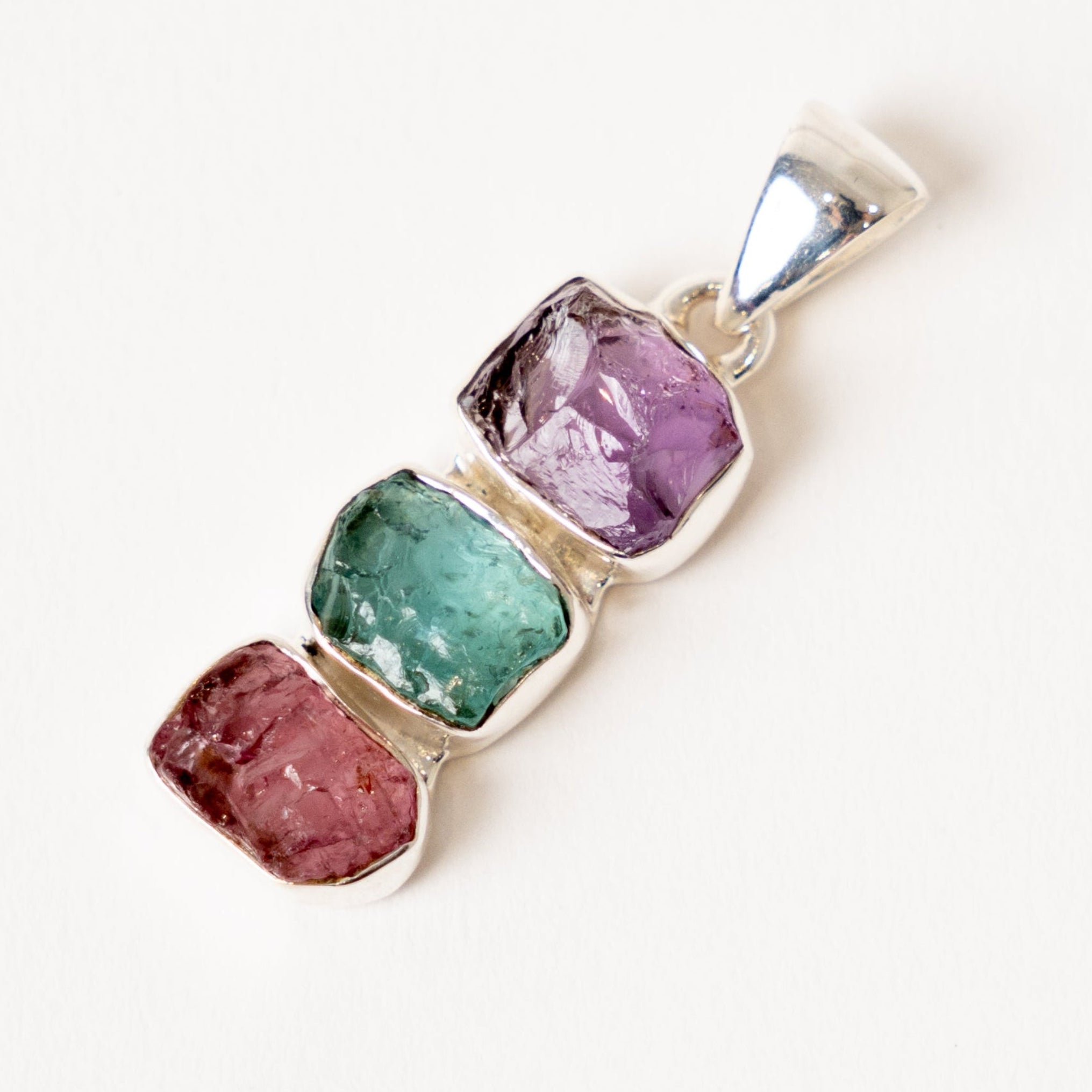3-stone Pendant Amethyst-Blue Apatite-Pink Tourmaline
