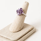 Amethyst Flower Ring Sterling Silver Side View