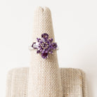 Amethyst Flower Ring in Sterling Silver
