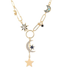 Celestial Charm Necklace on Paperclip Chain