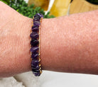 Amethyst Bangle Bracelet 18KT Yellow Gold Overlay on wrist