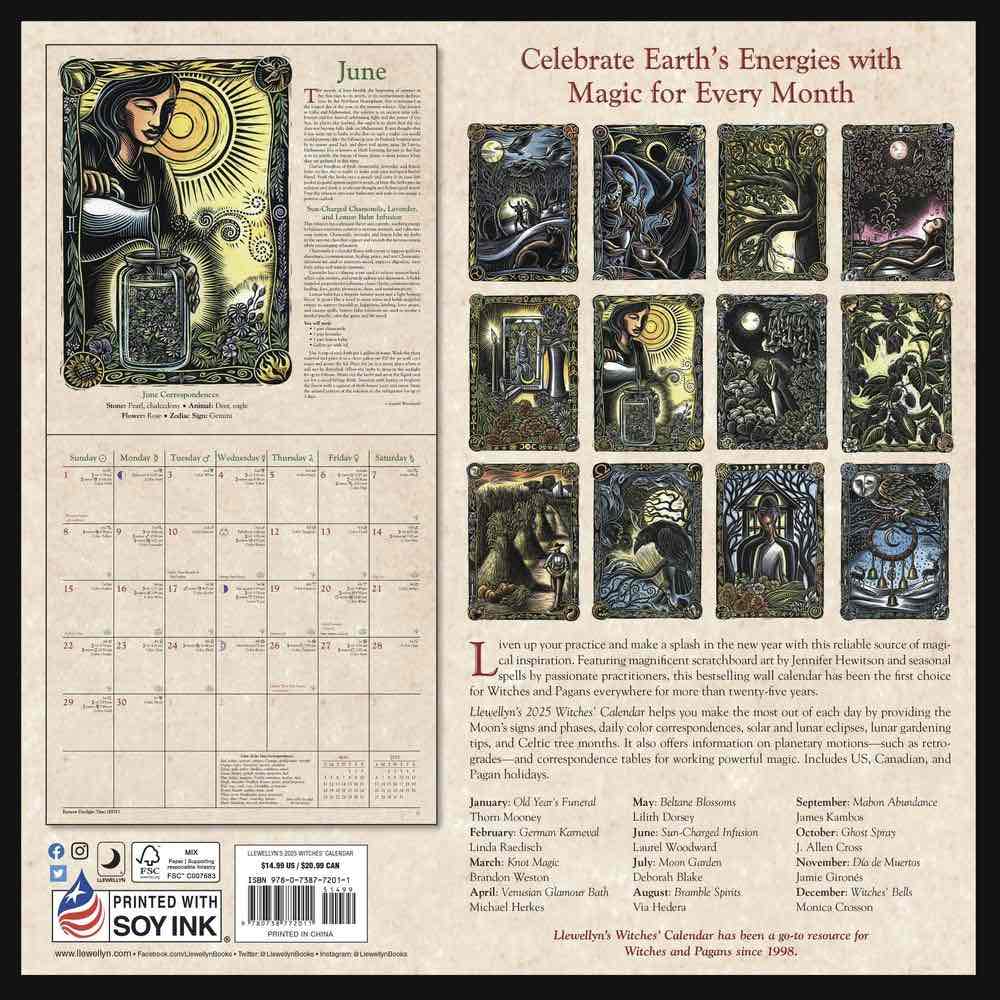 2025 Llewellyn Witches' Calendar Back Cover