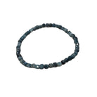Blue Tourmaline Faceted Bead Stretch Bracelet with Cube Beads