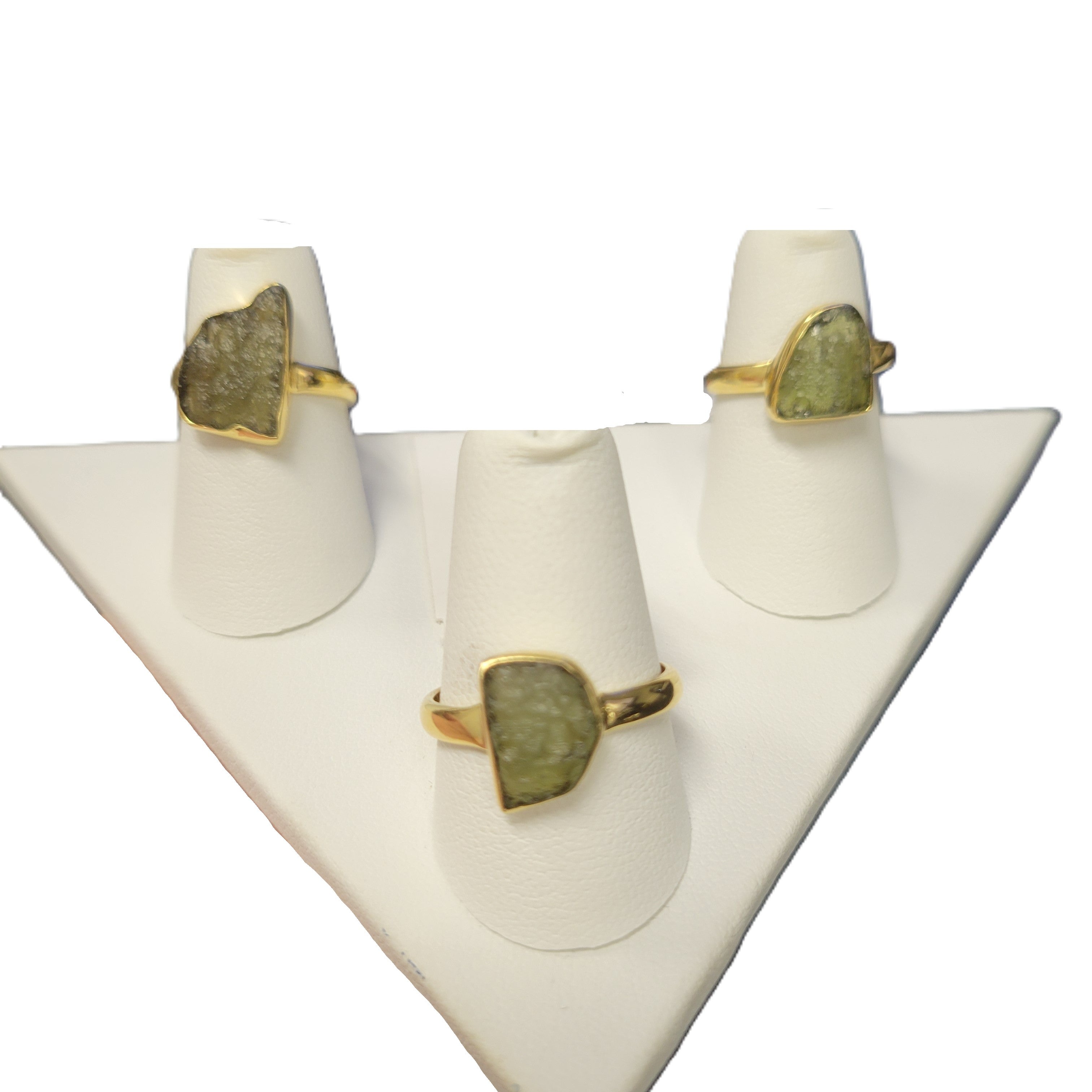 Rough Moldavite Ring Gold Vermeil