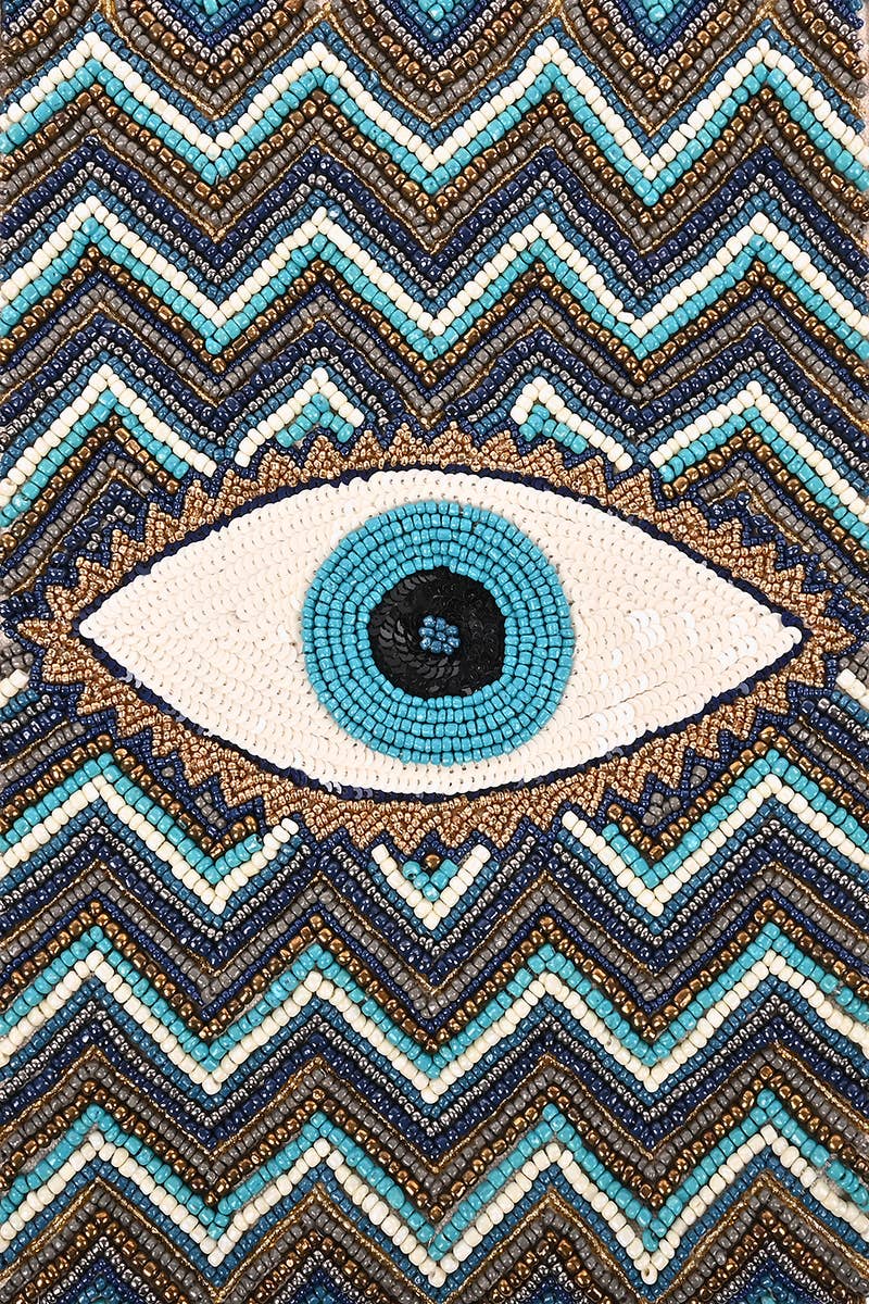 Hand Beaded Evil Eye Tote Bag Detail