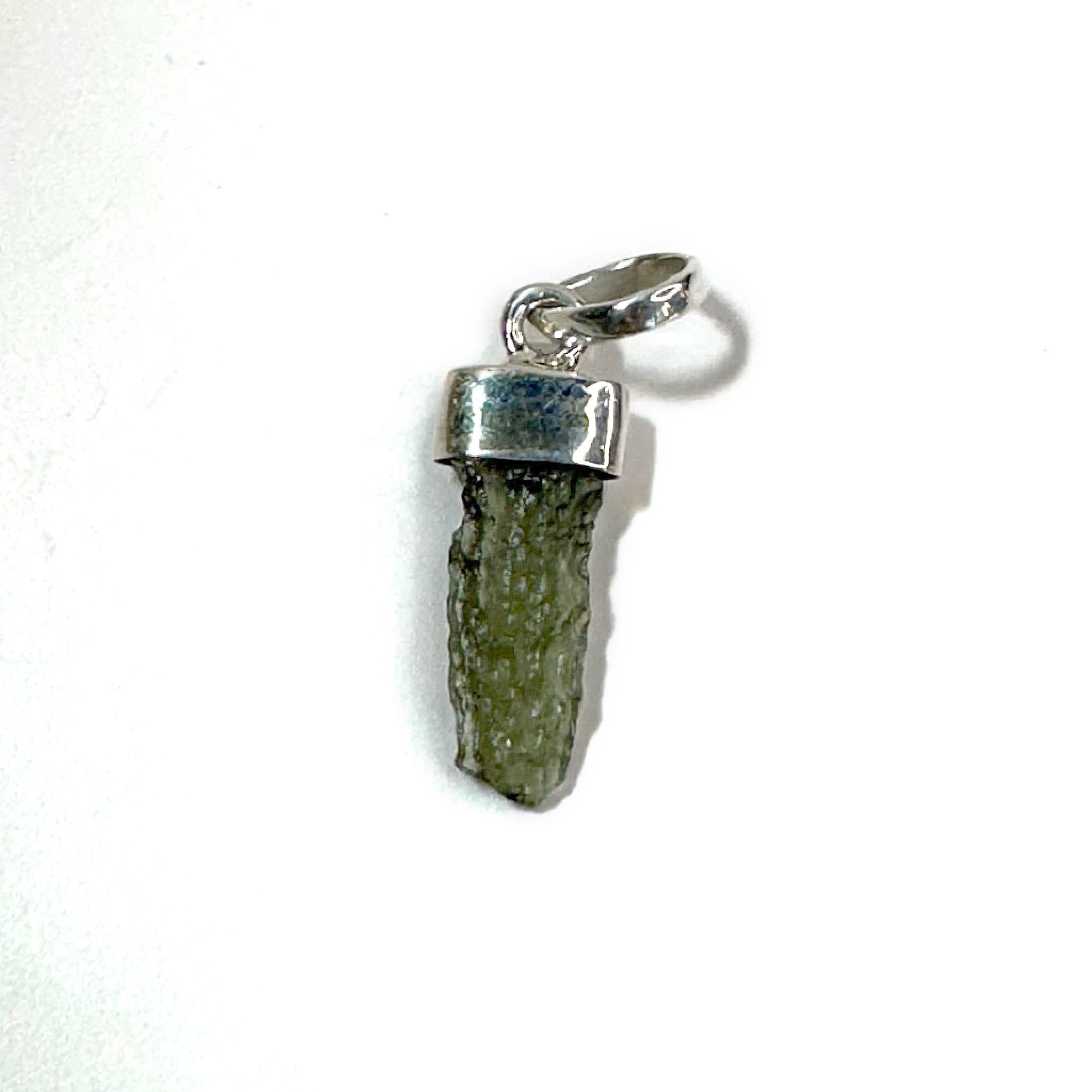 Moldavite Pendant with Sterling Silver