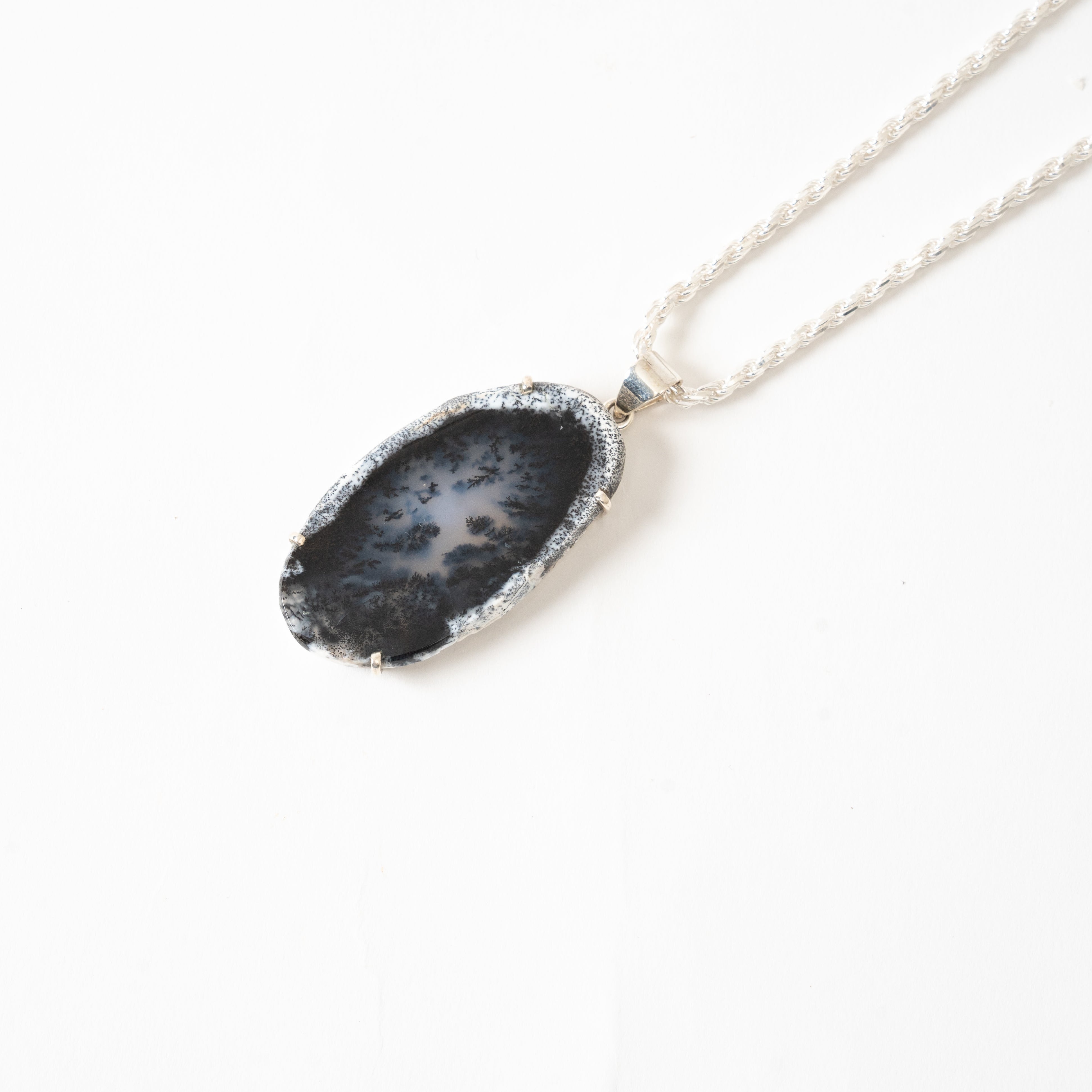 Quiet Magic Dendrite Opal Slice Necklace