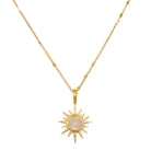 Moonstone North Star Necklace, 18K Gold Plated Brass, 16"