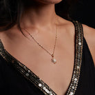 Moonstone North Star Necklace, 18K Gold Plated Brass, 16" on model