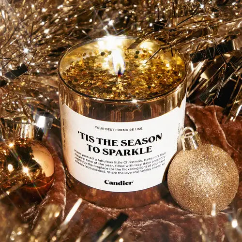 Tis The Season Golden Glitter Holiday Candle Party