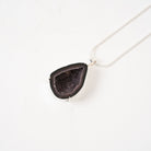 Purple Agate Druzy Crystal Pendant  Necklace Sterling Silver