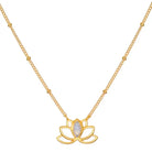 Moonstone Open Lotus Necklace 18KT Gold Plated Brass