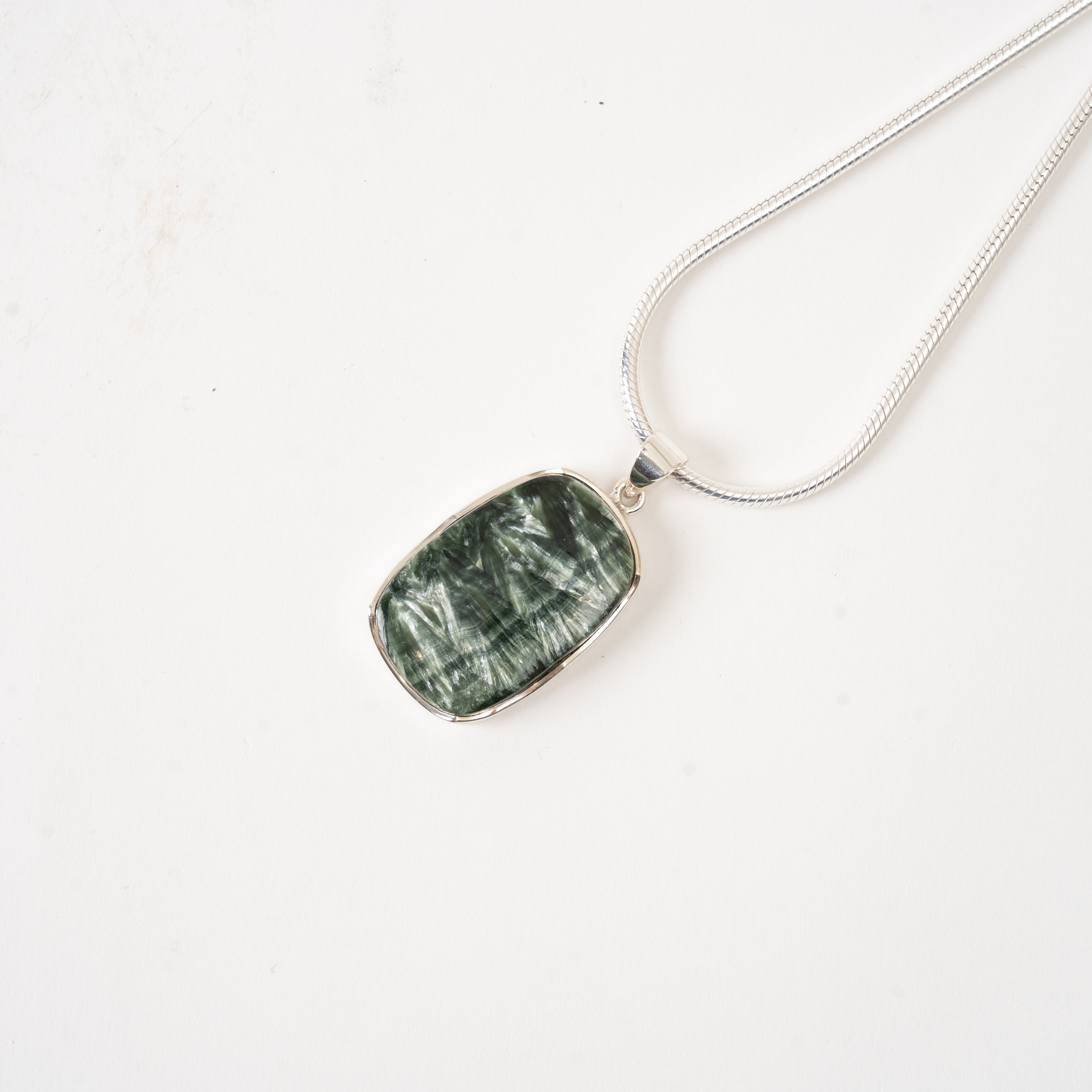 Seraphinite Pendant Necklace Sterling Silver