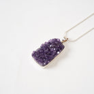 Amethyst Cluster pendant necklace on a white background