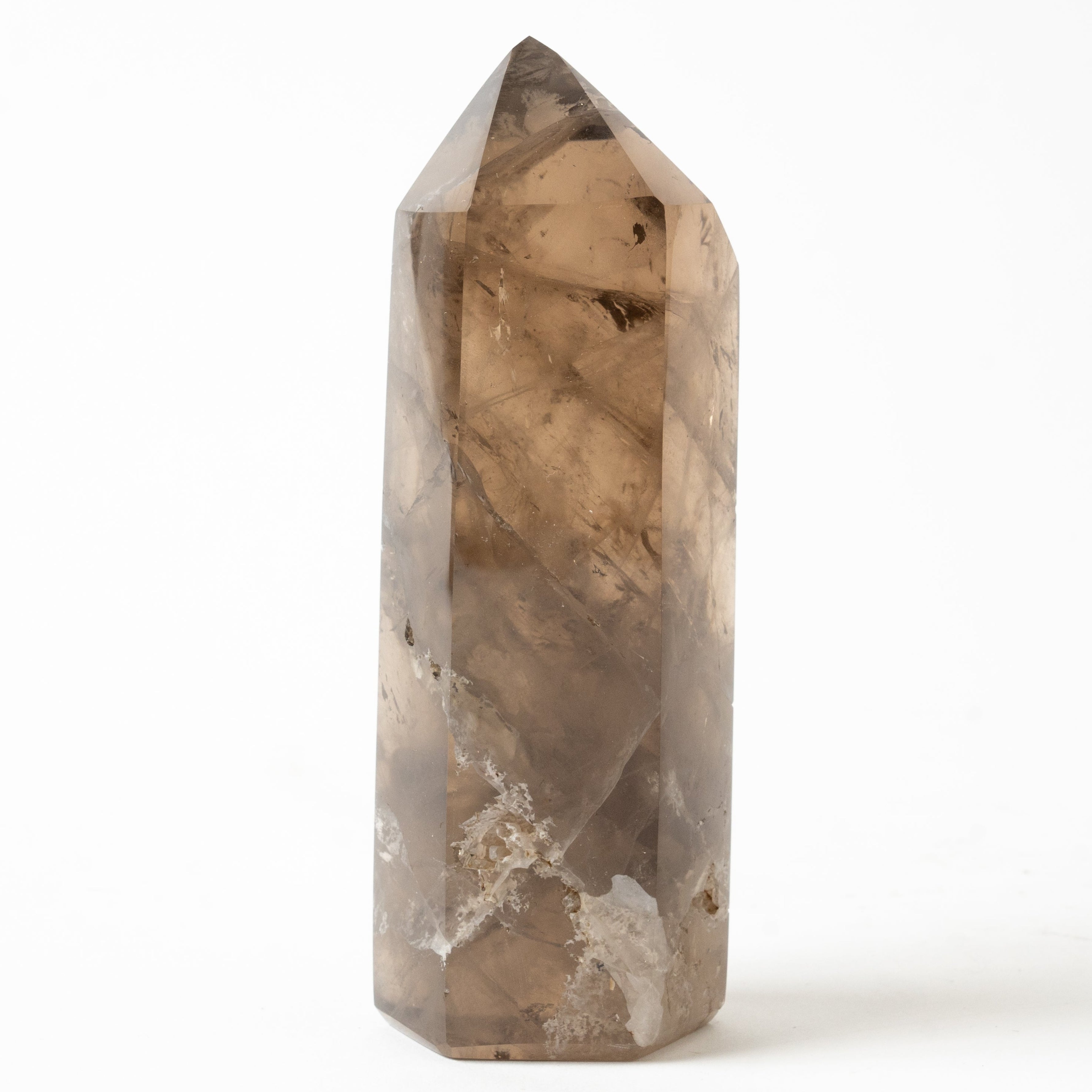 Smoky quartz crystal on a white background 2