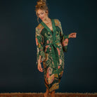 Fern Luxe Folk Art Floral Kimono Gown