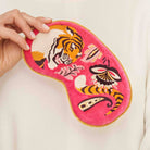 Thrill of the Tiger Luxury Lavender Velvet Eye Mask Close Up