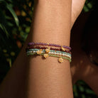 Amethyst Gemstone Bracelet Worn Layered