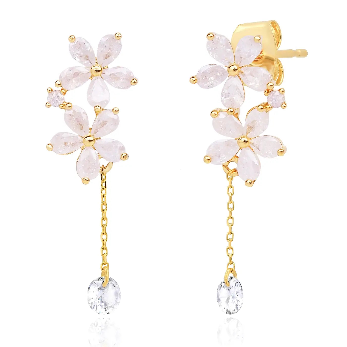 Double Floral Post Earrings