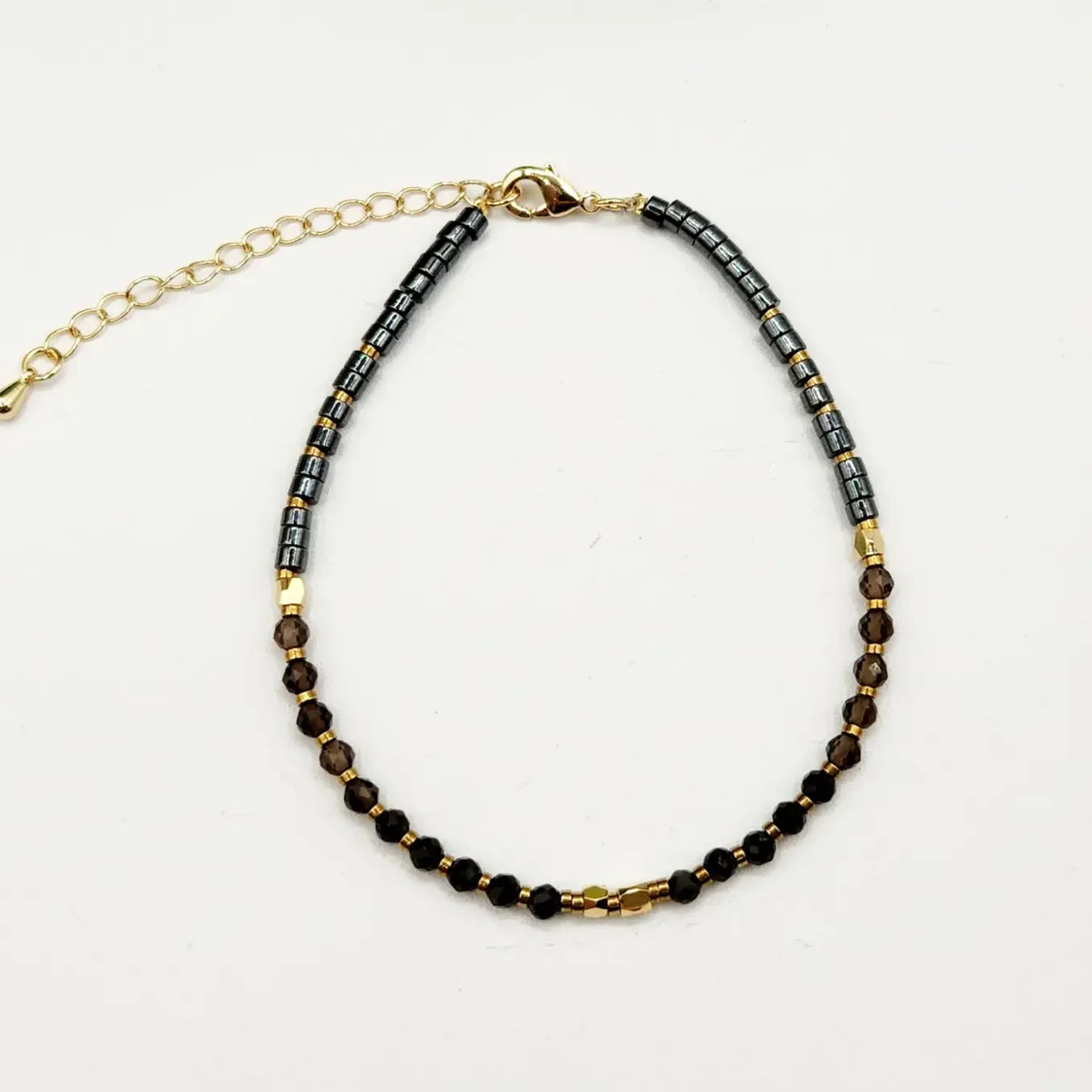 Obsidian, Smoky Quartz and Hematite Grounding and Balance Bracelet