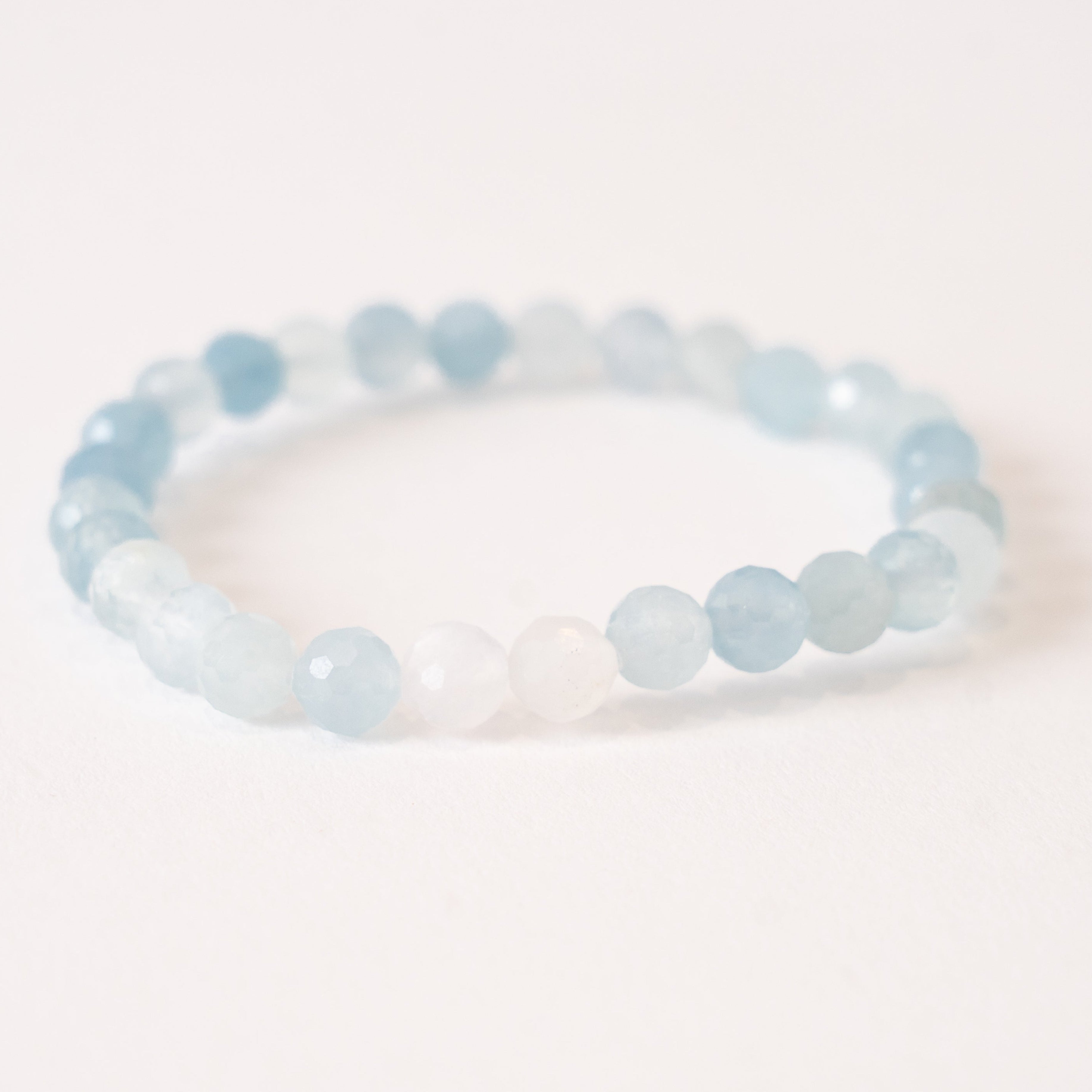 Aquamarine 6mm Faceted Bead Stretch Bracelet AAA