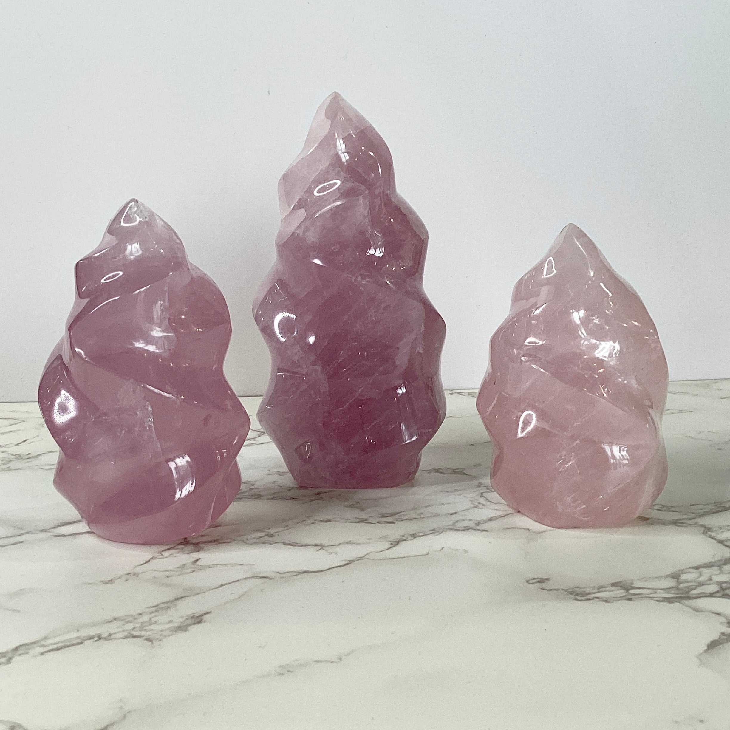 Rose Quartz Swirling Flame Polished Crystal