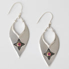 Elongated Flower Earrings  with Rhodolite Garnet