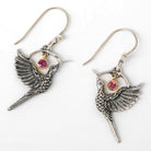 Hummingbird Earrings with Rhodolite Garnet