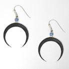 Crescent Moon Earrings Rainbow Moonstone