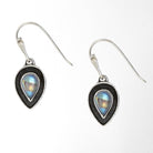 Pear Drop Earrings Rainbow Moonstone