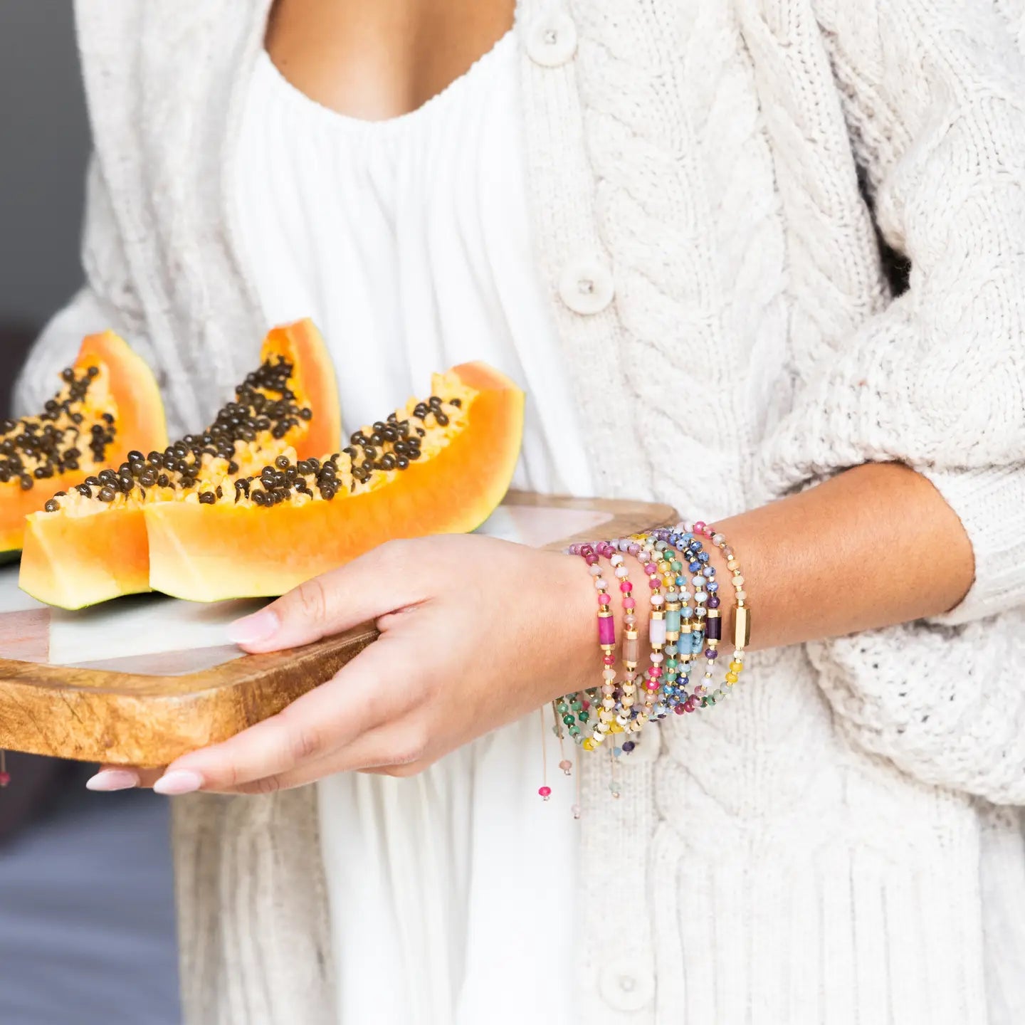 Aura Chakra Bracelet for Well-being on wrist
