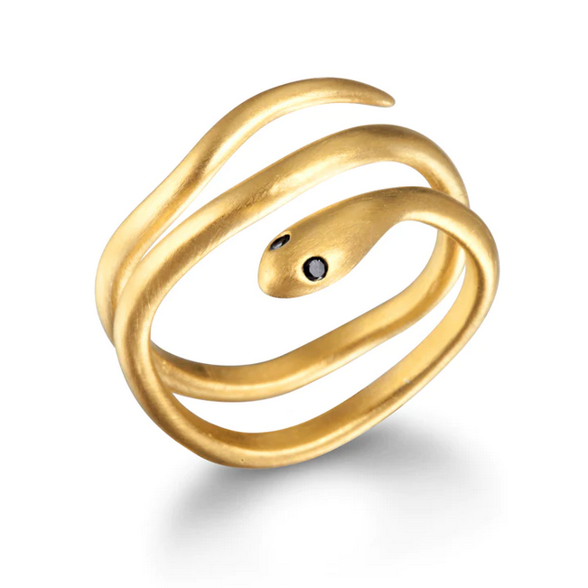 Gold Coils Black Snake Adjustable Ring