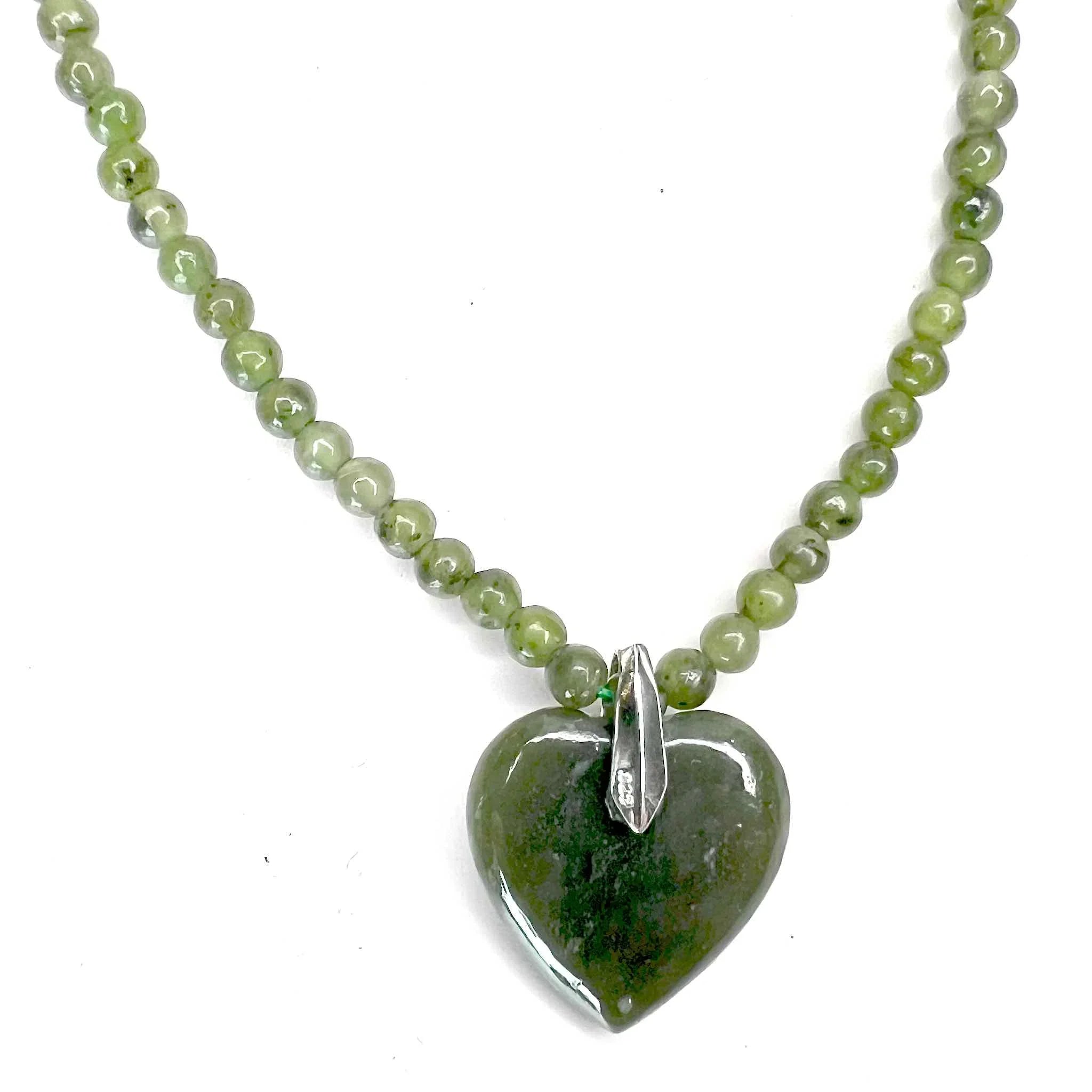 Jade Heart Necklace closer
